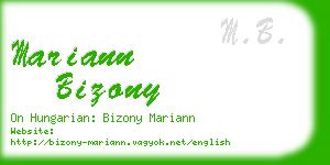 mariann bizony business card